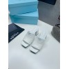 Prada Heeled Slide Sandals 65mm In White Nappa Leather