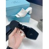 Prada Heeled Slide Sandals 65mm In White Nappa Leather