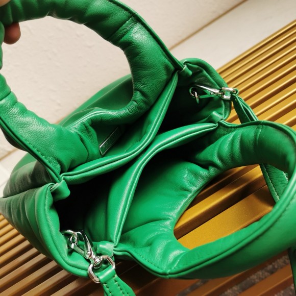 Pra*a small top-handle bag in green nappa leather