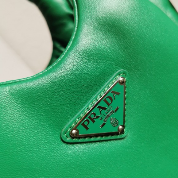 Pra*a small top-handle bag in green nappa leather