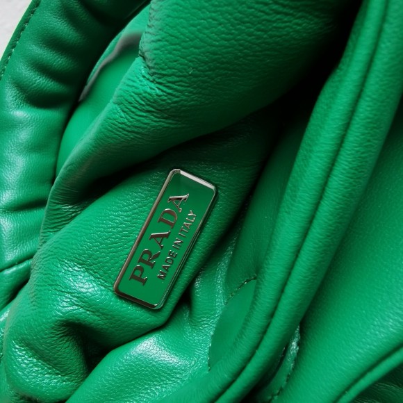 Pra*a small top-handle bag in green nappa leather