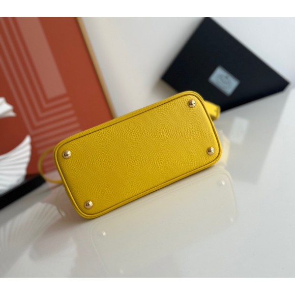 Prada Double Mini Bag In Yellow Saffiano Leather Prada Double Mini Bag In Yellow Saffiano Leather