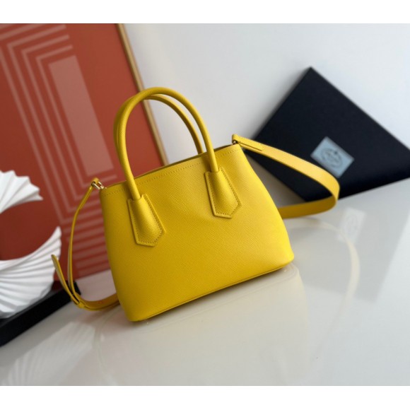 Prada Double Mini Bag In Yellow Saffiano Leather Prada Double Mini Bag In Yellow Saffiano Leather