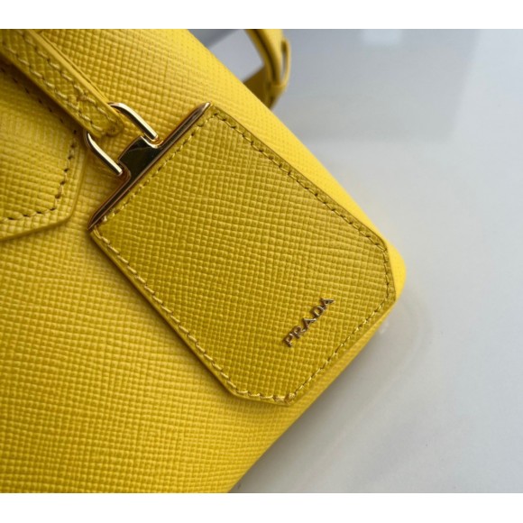 Prada Double Mini Bag In Yellow Saffiano Leather Prada Double Mini Bag In Yellow Saffiano Leather