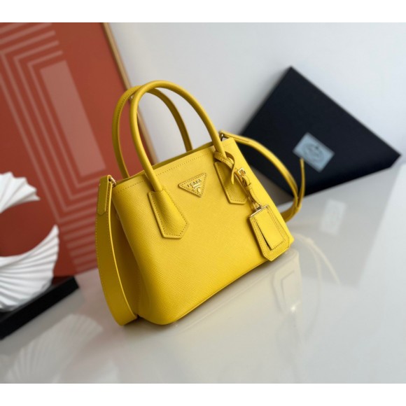 Prada Double Mini Bag In Yellow Saffiano Leather Prada Double Mini Bag In Yellow Saffiano Leather