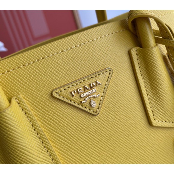 Prada Double Mini Bag In Yellow Saffiano Leather Prada Double Mini Bag In Yellow Saffiano Leather