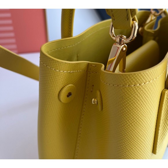Prada Double Mini Bag In Yellow Saffiano Leather Prada Double Mini Bag In Yellow Saffiano Leather