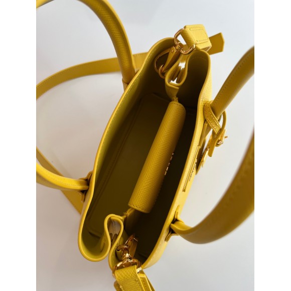 Prada Double Mini Bag In Yellow Saffiano Leather Prada Double Mini Bag In Yellow Saffiano Leather