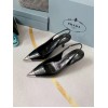Prada Slingback Pumps 75MM In Black Brushed Leather