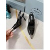 Prada Slingback Pumps 75MM In Black Brushed Leather