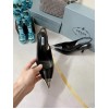 Prada Slingback Pumps 75MM In Black Brushed Leather