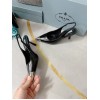 Prada Slingback Pumps 75MM In Black Brushed Leather