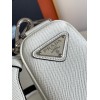 Prada Triangle Shoulder Bag In White Saffiano Leather