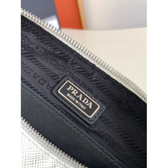 Prada Triangle Shoulder Bag In White Saffiano Leather Prada Triangle Shoulder Bag In White Saffiano Leather
