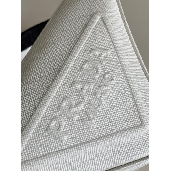 Prada Triangle Shoulder Bag In White Saffiano Leather Prada Triangle Shoulder Bag In White Saffiano Leather