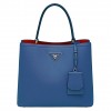 Prada Large Panier Bag In Blue Saffiano Leather