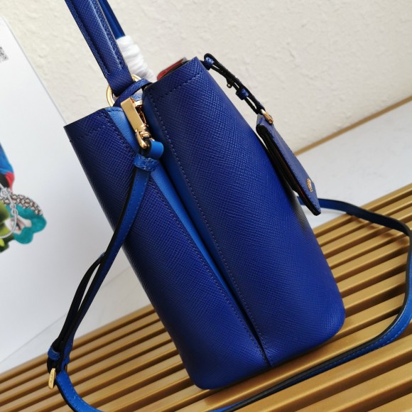 Prada Large Panier Bag In Blue Saffiano Leather Prada Large Panier Bag In Blue Saffiano Leather