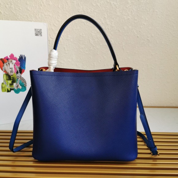 Prada Large Panier Bag In Blue Saffiano Leather Prada Large Panier Bag In Blue Saffiano Leather