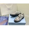 Prada Women's Loafers In Silver Metallic Leather
