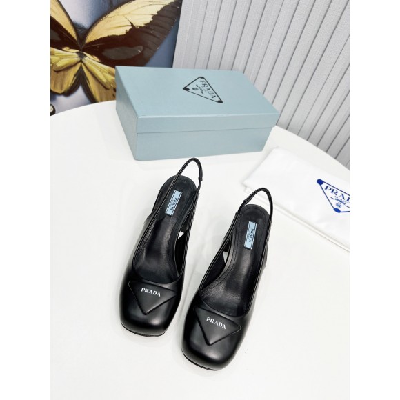 Prada Slingbacks Pumps 75mm In Black Patent Leather Prada Slingbacks Pumps 75mm In Black Patent Leather