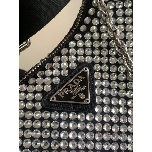 Prada Re-Edition 2005 Bag In Aqua Satin with Crystals Prada Re-Edition 2005 Bag In Aqua Satin with Crystals