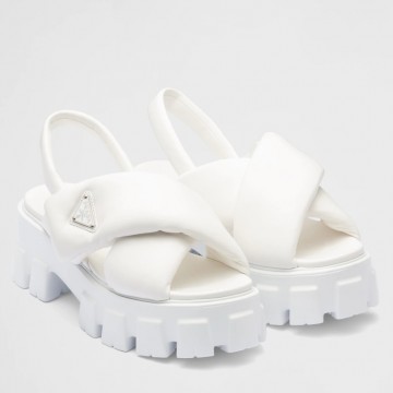 Prada Monolith Padded Sandals In White Nappa Leather Prada Monolith Padded Sandals In White Nappa Leather