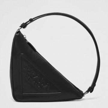 Prada Triangle Pouch Bag In Black Calfskin Prada Triangle Pouch Bag In Black Calfskin