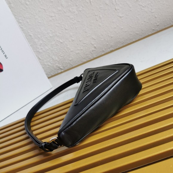 Prada Triangle Pouch Bag In Black Calfskin Prada Triangle Pouch Bag In Black Calfskin