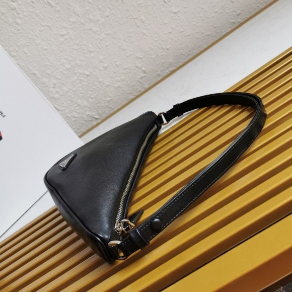 Prada Triangle Pouch Bag In Black Calfskin Prada Triangle Pouch Bag In Black Calfskin