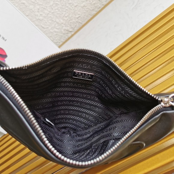 Prada Triangle Pouch Bag In Black Calfskin Prada Triangle Pouch Bag In Black Calfskin