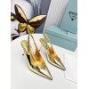 Prada Slingbacks Pumps 85mm In Gold Metallic Leather