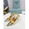 Prada Slingbacks Pumps 85mm In Gold Metallic Leather