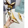Prada Slingbacks Pumps 85mm In Gold Metallic Leather