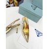 Prada Slingbacks Pumps 85mm In Gold Metallic Leather