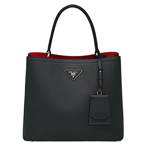 Prada Large Panier Bag In Black Saffiano Leather