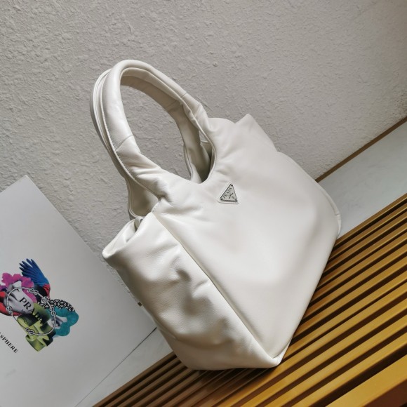 Pra*a medium tote bag in white nappa leather