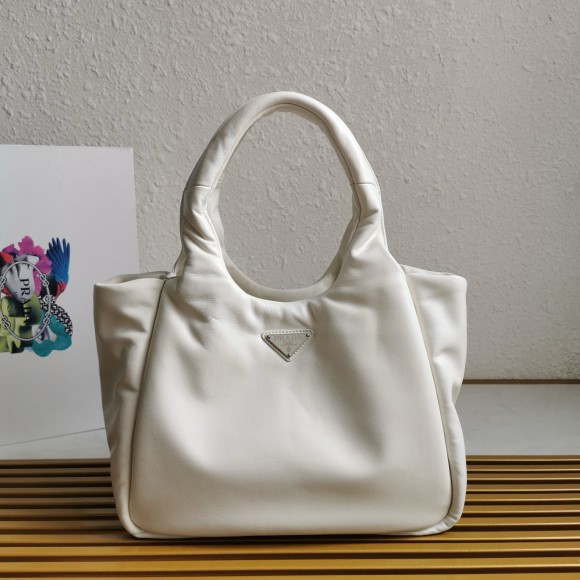 Pra*a medium tote bag in white nappa leather