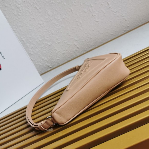 Prada Triangle Pouch Bag In Beige Calfskin Prada Triangle Pouch Bag In Beige Calfskin