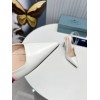 Prada Slingbacks Pumps 95mm In White Patent Leather