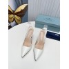 Prada Slingbacks Pumps 95mm In White Patent Leather
