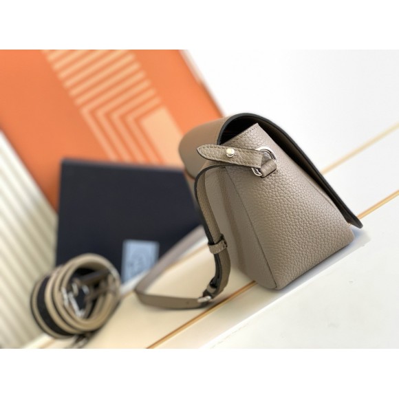 Prada Flap Shoulder Bag in Grey Grained Leather Prada Flap Shoulder Bag in Grey Grained Leather