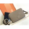 Prada Flap Shoulder Bag in Grey Grained Leather