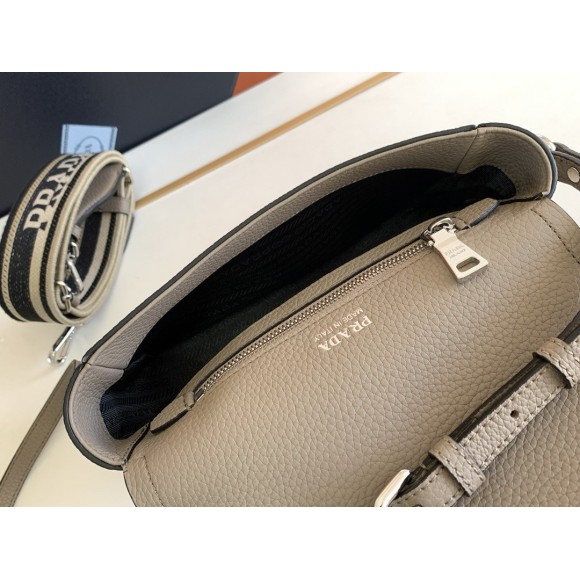 Prada Flap Shoulder Bag in Grey Grained Leather Prada Flap Shoulder Bag in Grey Grained Leather