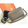 Prada Flap Shoulder Bag in Grey Grained Leather