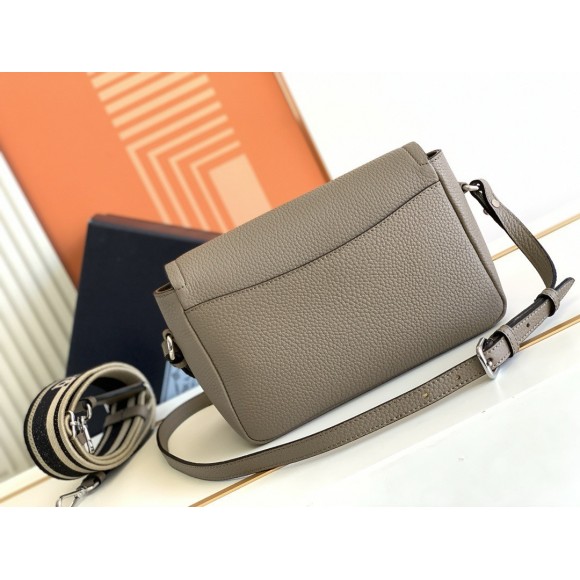 Prada Flap Shoulder Bag in Grey Grained Leather Prada Flap Shoulder Bag in Grey Grained Leather