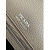 Prada Flap Shoulder Bag in Grey Grained Leather