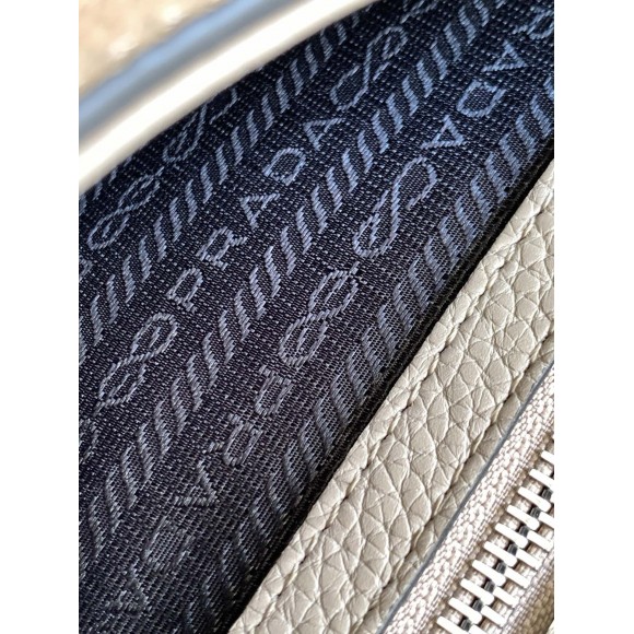 Prada Flap Shoulder Bag in Grey Grained Leather Prada Flap Shoulder Bag in Grey Grained Leather