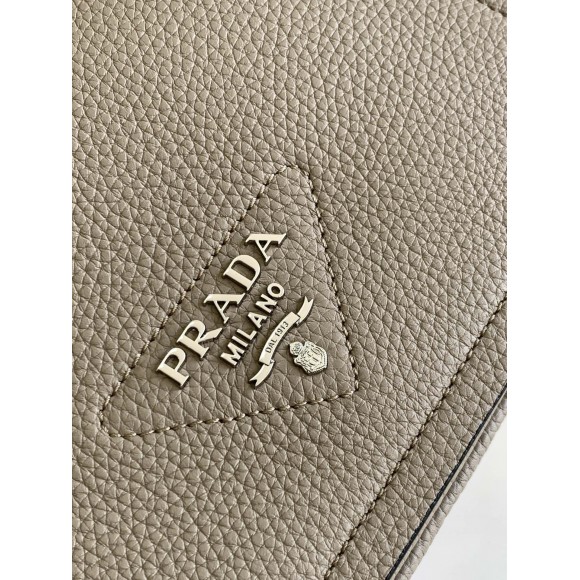 Prada Flap Shoulder Bag in Grey Grained Leather Prada Flap Shoulder Bag in Grey Grained Leather