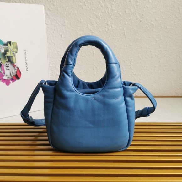 Pra*a small top-handle bag in blue nappa leather