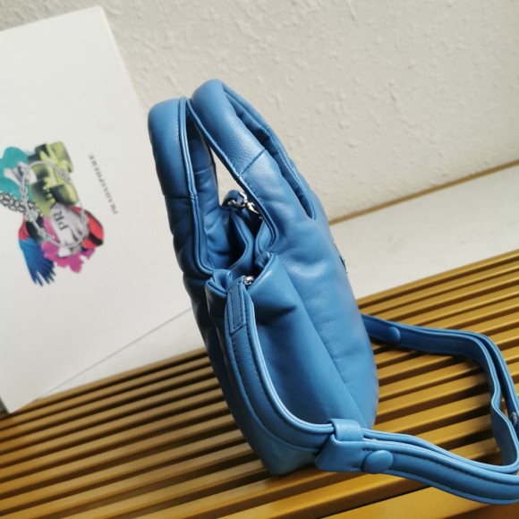 Pra*a small top-handle bag in blue nappa leather